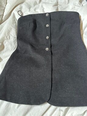 H&M Black Strapless Corset-Style Top with Button Detail